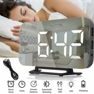 Electronic alarm clock (mirror) white numbers