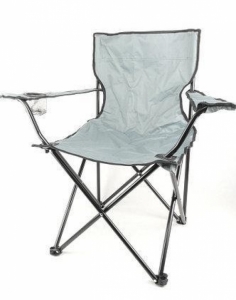 Складное кресло-стул для пикника с подстаканником в чехле 50х50х80 см (серый)