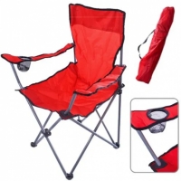 Складное кресло-стул для пикника с подстаканником в чехле 50х50х80 см (красный)