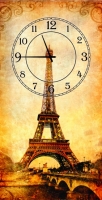 Часы на холсте Париж 25х50