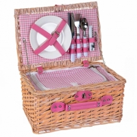 Набор для пикника на 2 персоны в корзине (розовый)