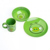 Детский набор посуды Angry Birds зеленый
