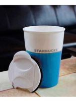 Керамическая чашка с крышкой голубая VIA STARBUCKS