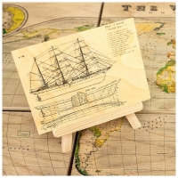 Деревянная открытка корабль