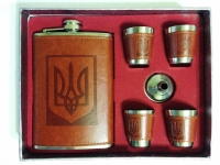 Подарочный набор Фляга Герб Украины Brown