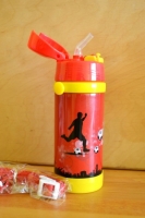 Термос детский с трубочкой Футбол (красный)