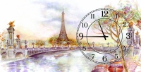 Часы на холсте Опять хочу в Париж 25х50
