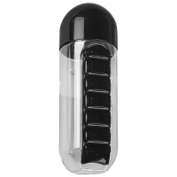 Бутылка для воды с таблетницей Pill Vitamin Water Bottle Black