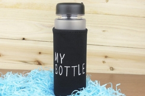 Matte bottle MY BOTTLE + case (black)