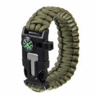 Браслет выживания 5 в 1 PARACORD (Alop) застегивающаяся пряжка фиксирует браслет на руке содержащий зазубренный мини-нож свисток и кремень с магнием