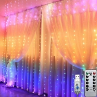 Гирлянда светодиодная роса водопад проволка 300 LED, 3х3 м (Мультик) от USB с пультом