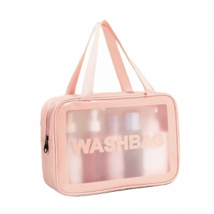 Прозрачная сумка-косметичка Washbag Big Pink 26см