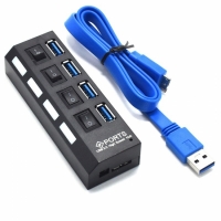 Разветвитель USB 3.0 хаб 4 порта с кнопками on off