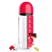 Бутылка для воды с таблетницей Pill Vitamin Water Bottle Red