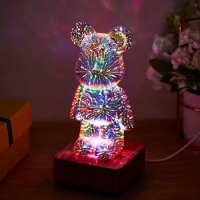 Мишка феерверк ночник- светильник 3D 8 цветов