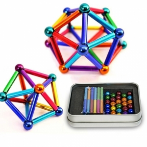 Неокуб магнитный конструктор цветной (36 палочек, 27 шариков)