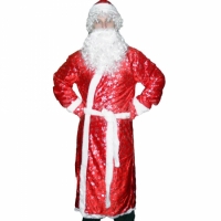 Карнавальный костюм Деда Мороза с рисунком красный