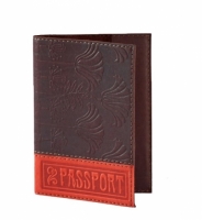 Кожаная Обложка на паспорт Красная Полосочка