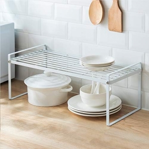 Кухонная дополнительная полочка, подставка, стеллаж под микроволновку или в шкаф металлическая 51см White