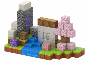 Магнитный конструктор Minecraft Домик с Сакурой и водой на 110 кубиков