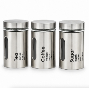 Набор из 3 контейнеров емкостей для сыпучих продуктов Coffee , Tea , Sugar