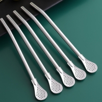 Набір металевих 2в1 трубочок з ситом для коктейлю 5шт Набір металевих 2в1 трубочок з ситом для коктейлю 5шт