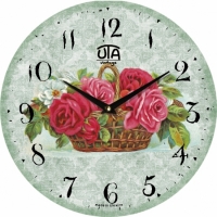 Настенные Часы Vintage Садовые цветы в корзинке