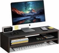 Настільна підставка під монітор та ноутбук з поличками для зберігання канцелярії і гаджетів black