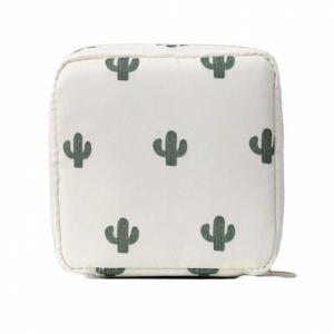 Органайзер косметичка для гигиенических салфеток и прокладок дорожняя раскладывается на молнии Кактус