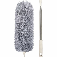 Пипидастр(щетка для уборки пыли) Серый с длинной телескопической ручкой насадка из микрофибры