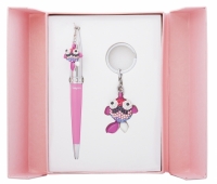 Подарочный набор ручка и брелок Антея темно-розовый