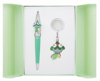 Подарочный набор ручка и брелок Антея зеленый