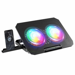 Фото Подставка для ноутбука с охлаждением и держателем для телефона RGB light