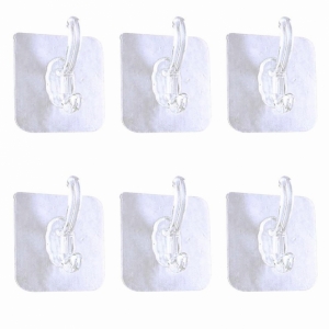 Прозрачные самоклеящиеся двойные крючки 6 шт