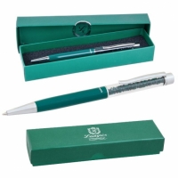 Ручка шариковая Emerald с кристаллами зеленая