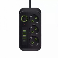 Фото Сетевой фильтр-удлинитель 3 розетки 4USB и Type-C Port 6m Black