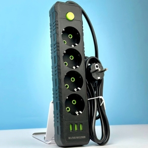 Сетевой фильтр-удлинитель 4 розеток 3USB 2500W 4 метра UA