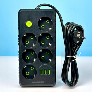 Сетевой фильтр-удлинитель 6 розеток 4USB и Type-C Port 4m черный