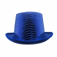 Шляпа Цилиндр с пайетками (синяя)
