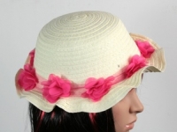Соломенная шляпа детская Флюе 26 см бело-розовая
