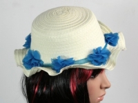 Соломенная шляпа детская Флюе 26 см бело-синяя