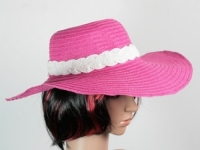Соломенная шляпа Рестлин 40 см розово-белая
