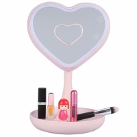 Зеркало для макияжа с подсветкой и тайником Сердце Pink